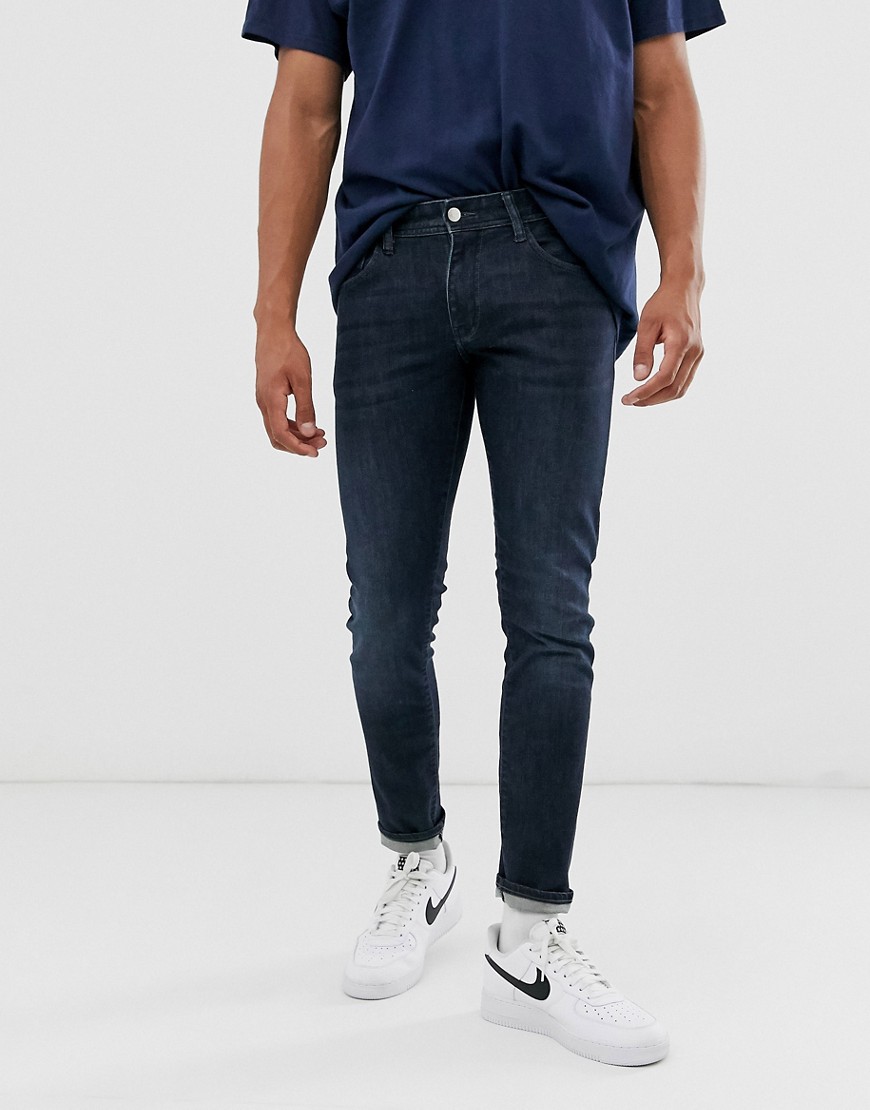 Armani Exchange J14 stretch skinny fit jeans in dark wash-Navy
