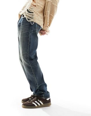 Armani Exchange J16 straight fit jeans in vintage wash-Navy