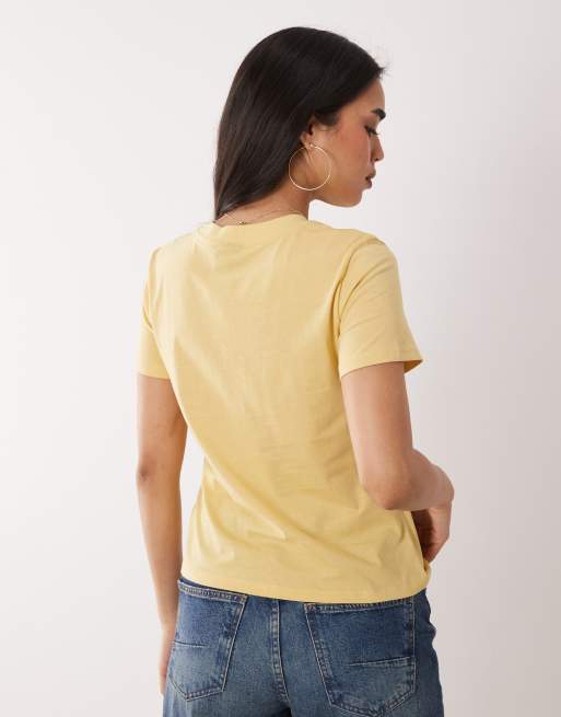 Armani Exchange – Jasnożółty T-shirt z logo na środku, 4 z 4