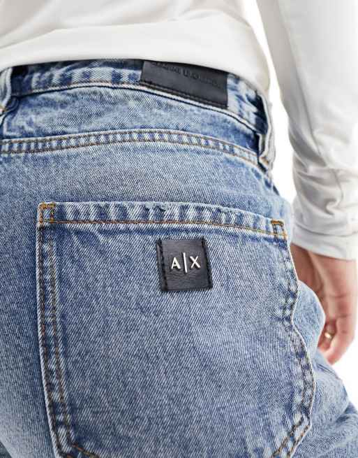 Armani Exchange Jean court coupe boyfriend Bleu