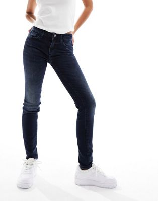 Armani Exchange super skinny lift up mid rise jeans in dark blue - ASOS Price Checker