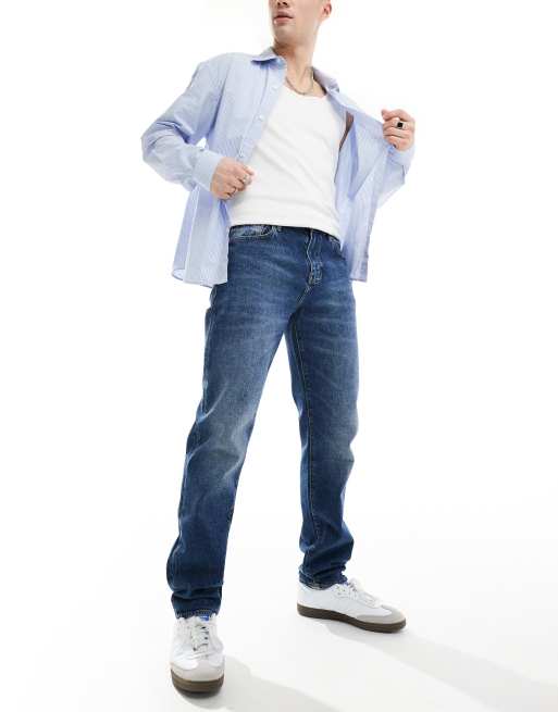 Armani Exchange - Jeans i mellemblå vintage-vask i slim fit