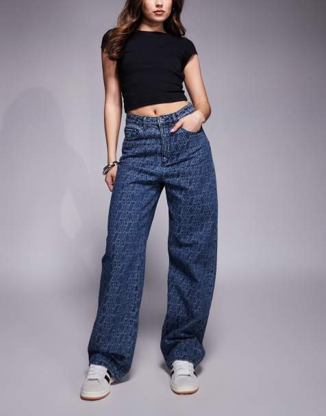 Armani Exchange - Jeans met rechte pijpen en monogram in middenblauw - view 1