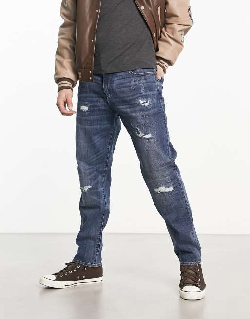 Armani Exchange - Jeans met toelopende pijpen in indigoblauw