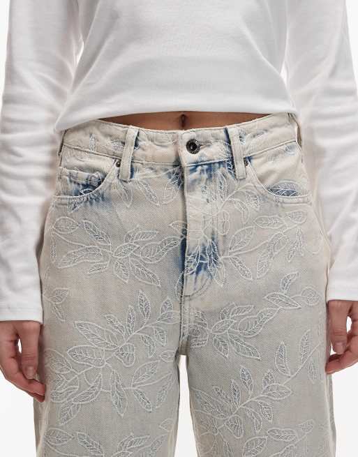 Armani Exchange - Jeans met wijde ronde pijpen in lichtblauw, 4 van 5