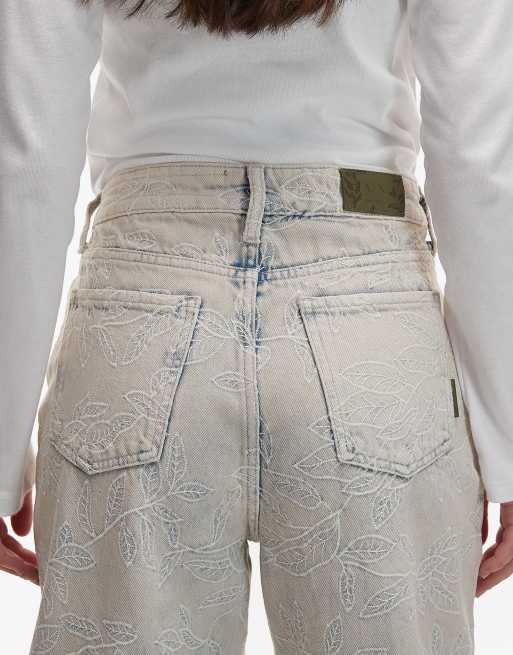 Armani Exchange - Jeans met wijde ronde pijpen in lichtblauw, 5 van 5