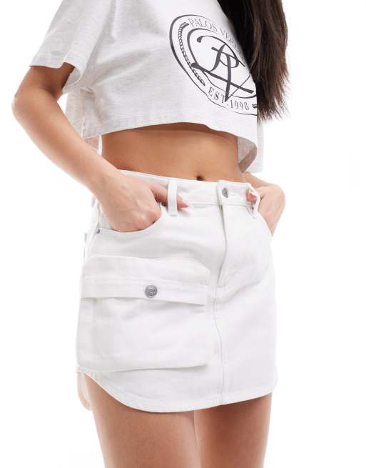 Armani Exchange – Jeansrock in Weiß 