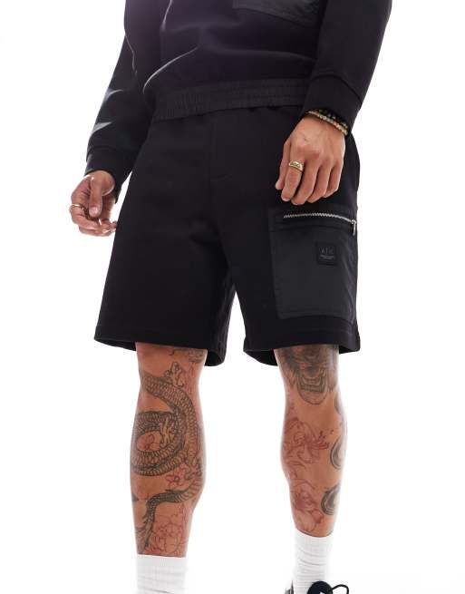 Armani Exchange jersey shorts in black with zip pocket detailing (part of a set), 4 of 5