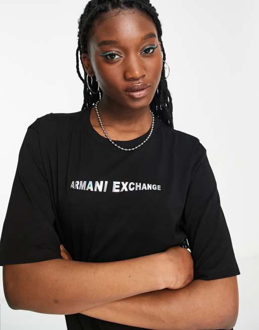 Armani Exchange jersey t shirt dress in black ASOS