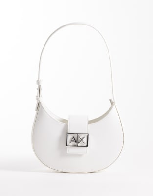 Armani Exchange - Jodie - Schultertasche in Wollweiß mit Logo