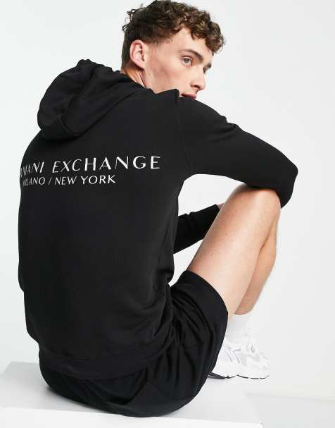 Armani Exchange – Kapuzenpullover zum Überziehen in Schwarz mit mittig auf der Brust platziertem Logo - view 1