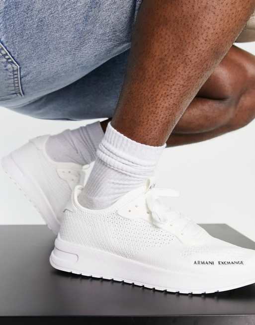 Armani Exchange knit sneakers in white ASOS