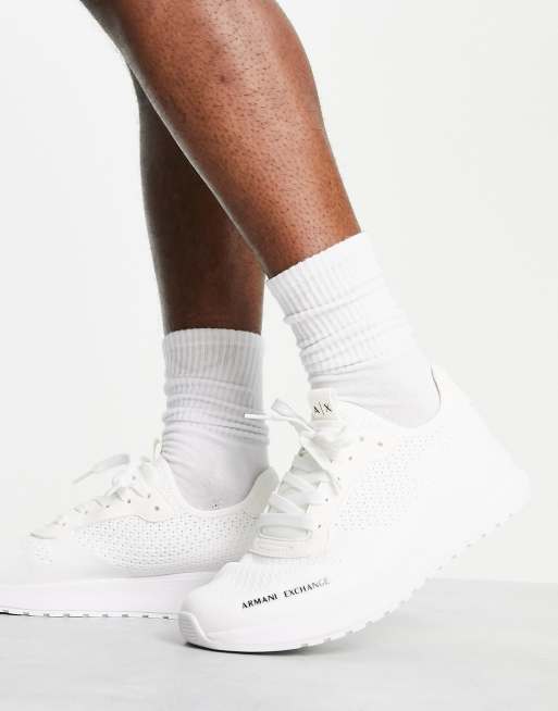 Armani Exchange knit sneakers in white ASOS