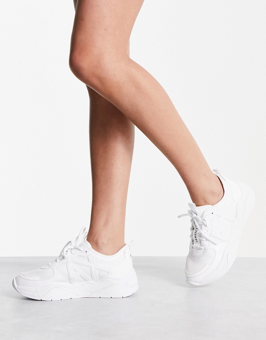 ARMANI EXCHANGE KNIT SNEAKERS IN WHITE