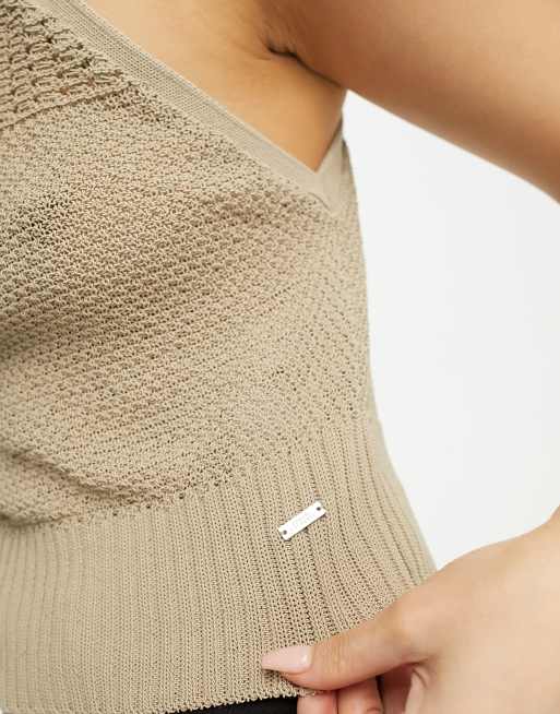 Armani Exchange knit top in beige ASOS