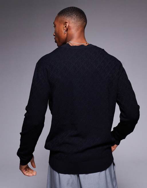 Armani Exchange knitted sweater with all over logo print in
