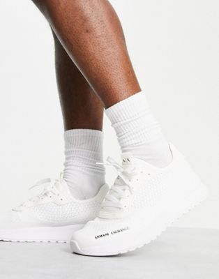 Armani Exchange knitted trainers in white