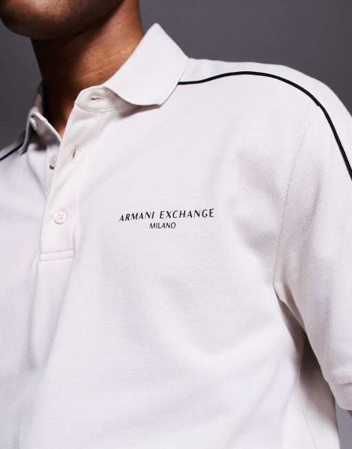 Armani Exchange – Kurzärmliges Polohemd in Cremeweiß, 3 von 4