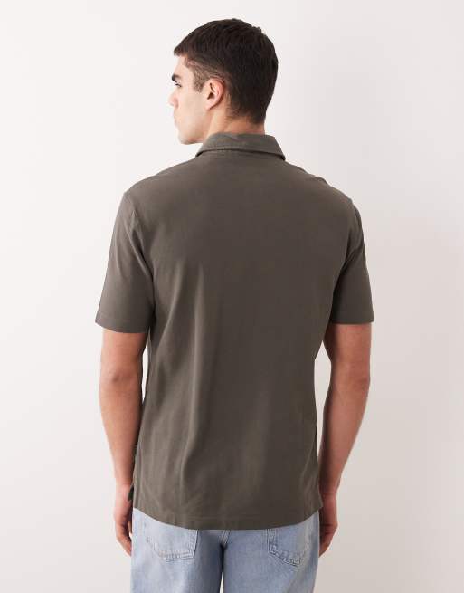 Armani Exchange – Kurzärmliges Polohemd in Khaki mit Logo, 4 von 5