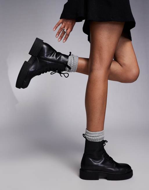Armani Exchange lace up boots in black
