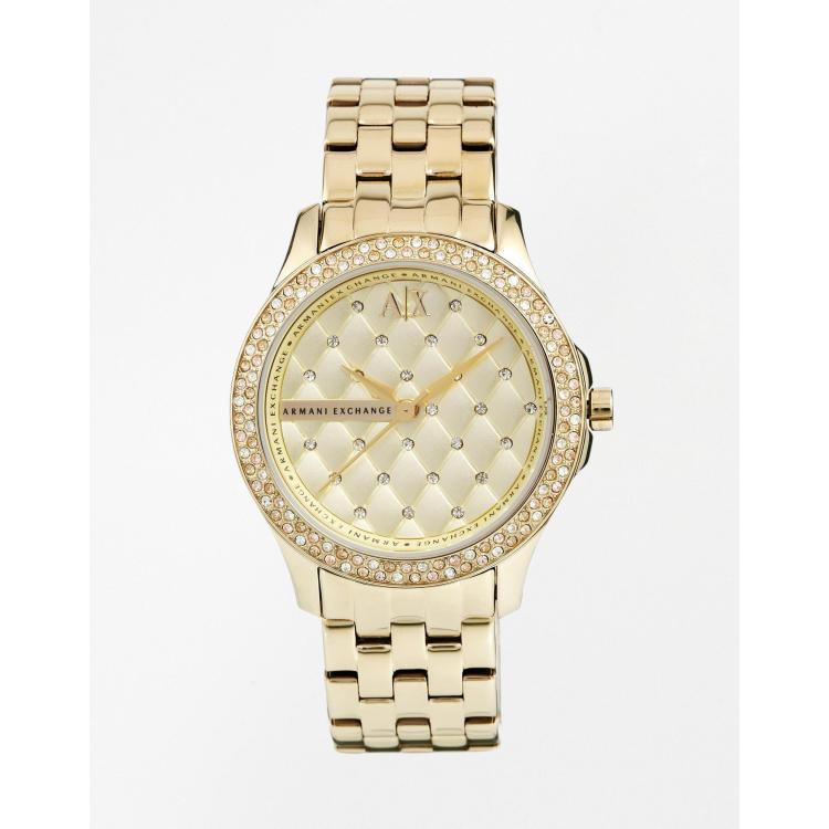 Armani Exchange Lady Hampton Gold Diamante Watch AX5216 | ASOS