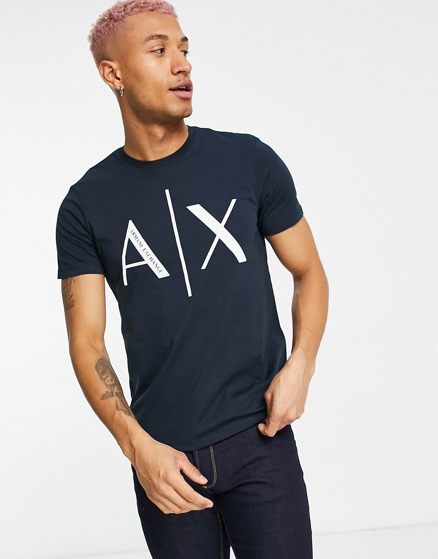 Armani Exchange large ax logo t-shirt in navy-White