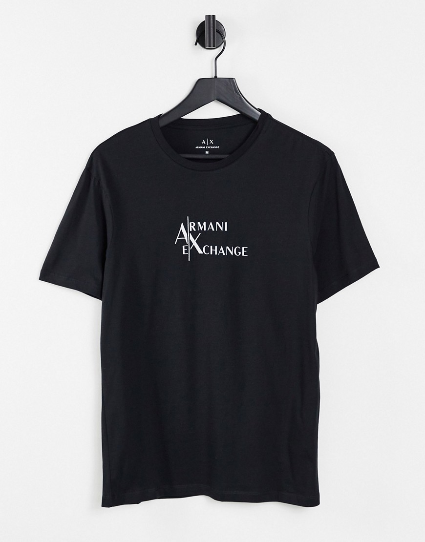 Armani Exchange large chest logo t-shirt in black
