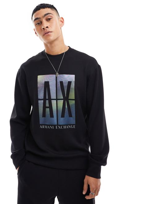 Armani Exchange large cloud box logo sweatshirt in black (part of a set)