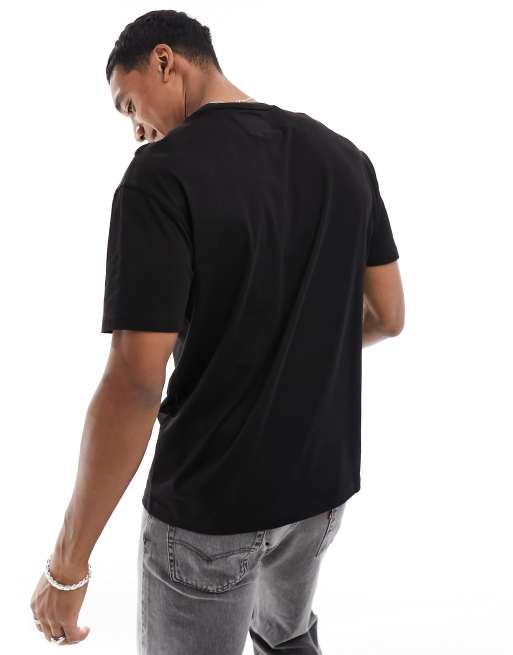 Armani Exchange large gold logo T-shirt in black | ASOS