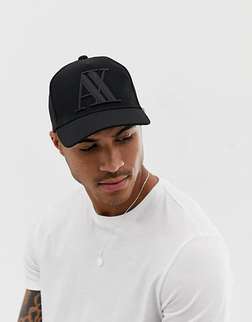 Armani Exchange large logo baseball cap in black | ASOS