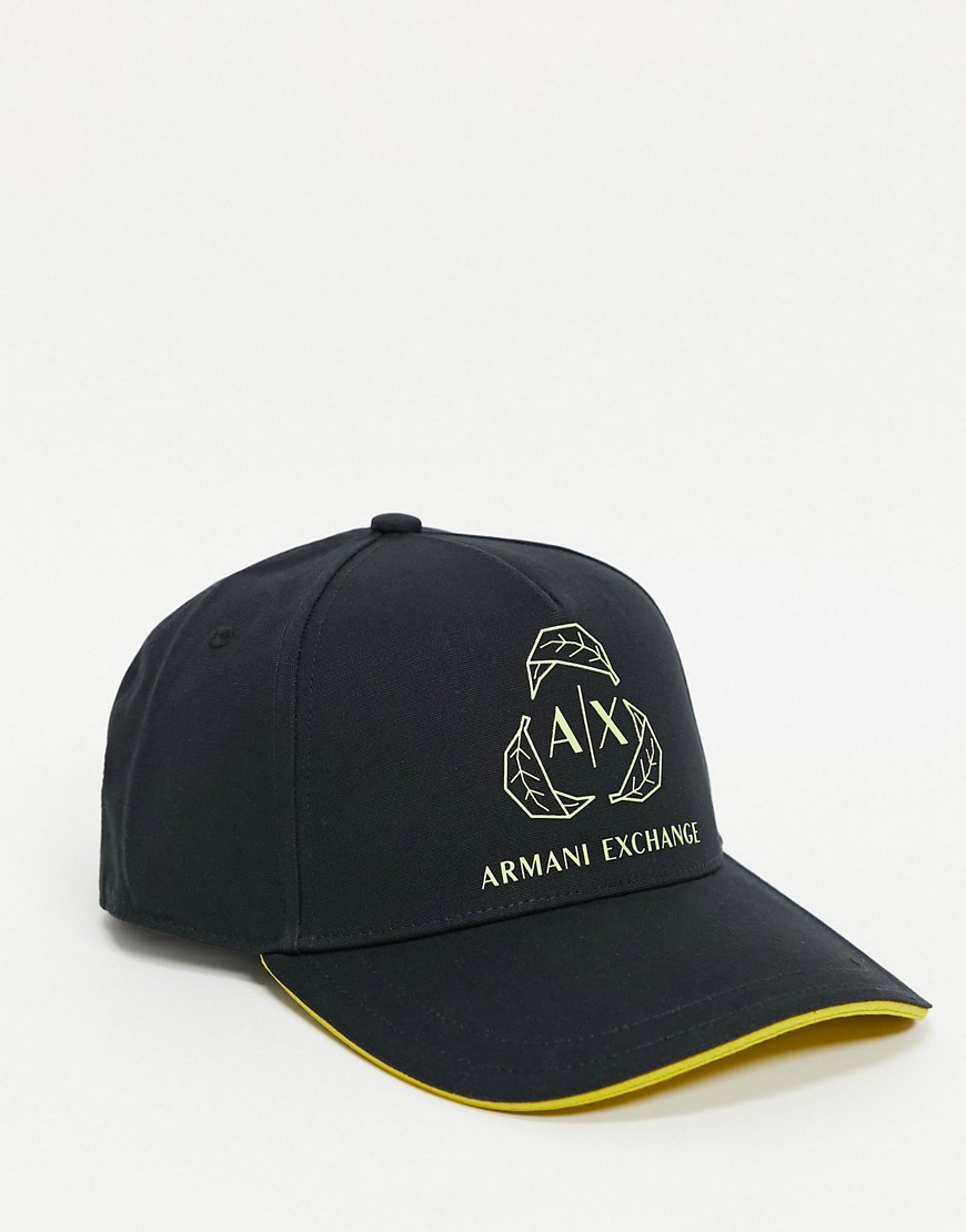 Armani Exchange large logo baseball cap in black