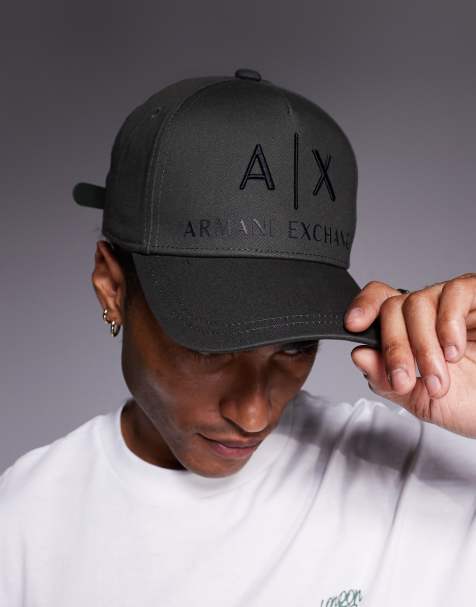 Armani Exchange large logo baseball cap in green - view 1