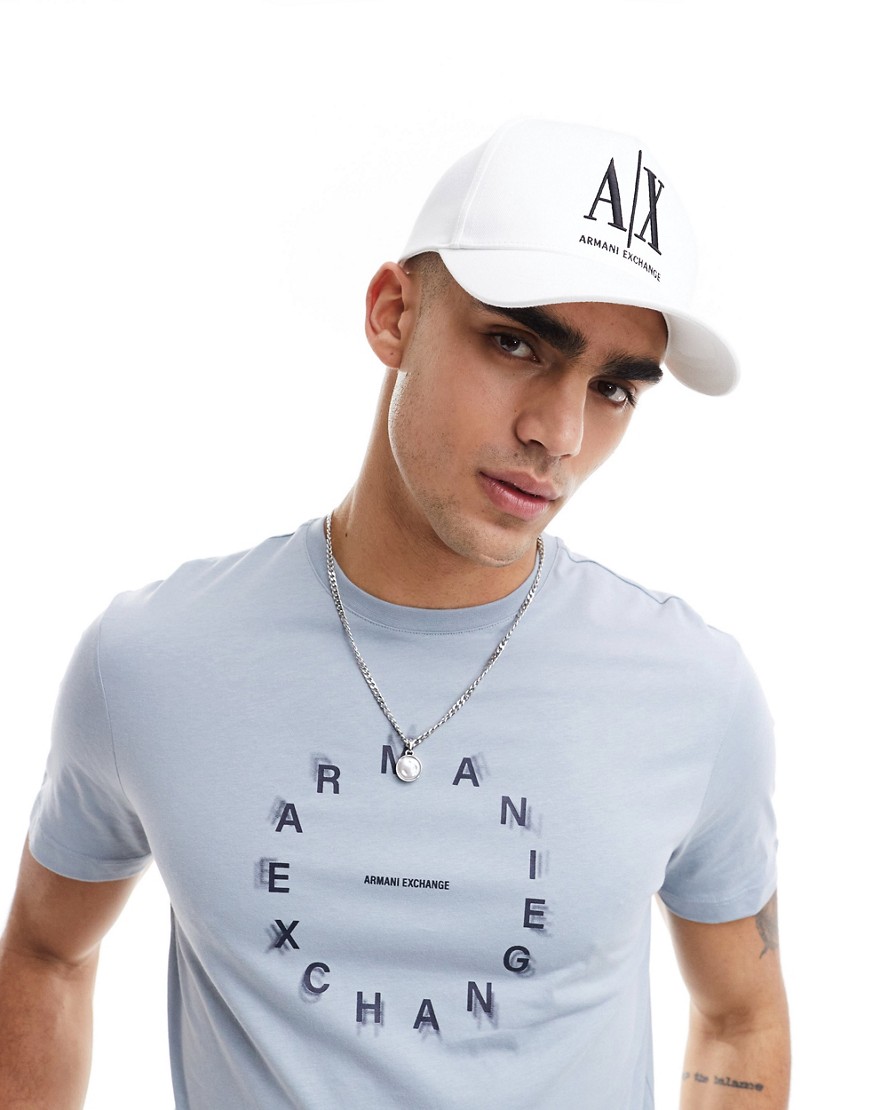 Armani Exchange large logo baseball cap in white