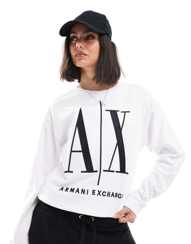 Armani Exchange - large logo sweatshirt in white