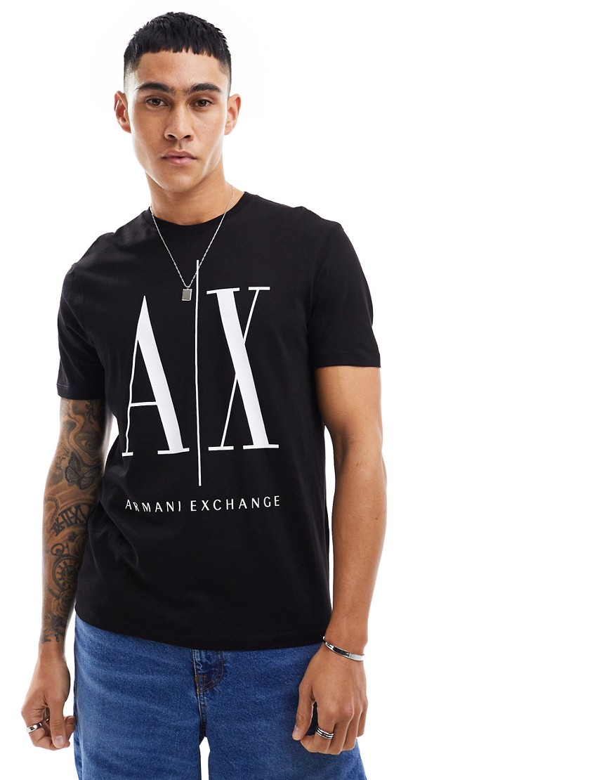 Armani Exchange large logo t-shirt in black/white