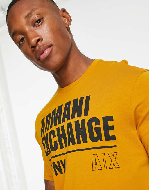 Armani Exchange large logo t-shirt in orange | ASOS