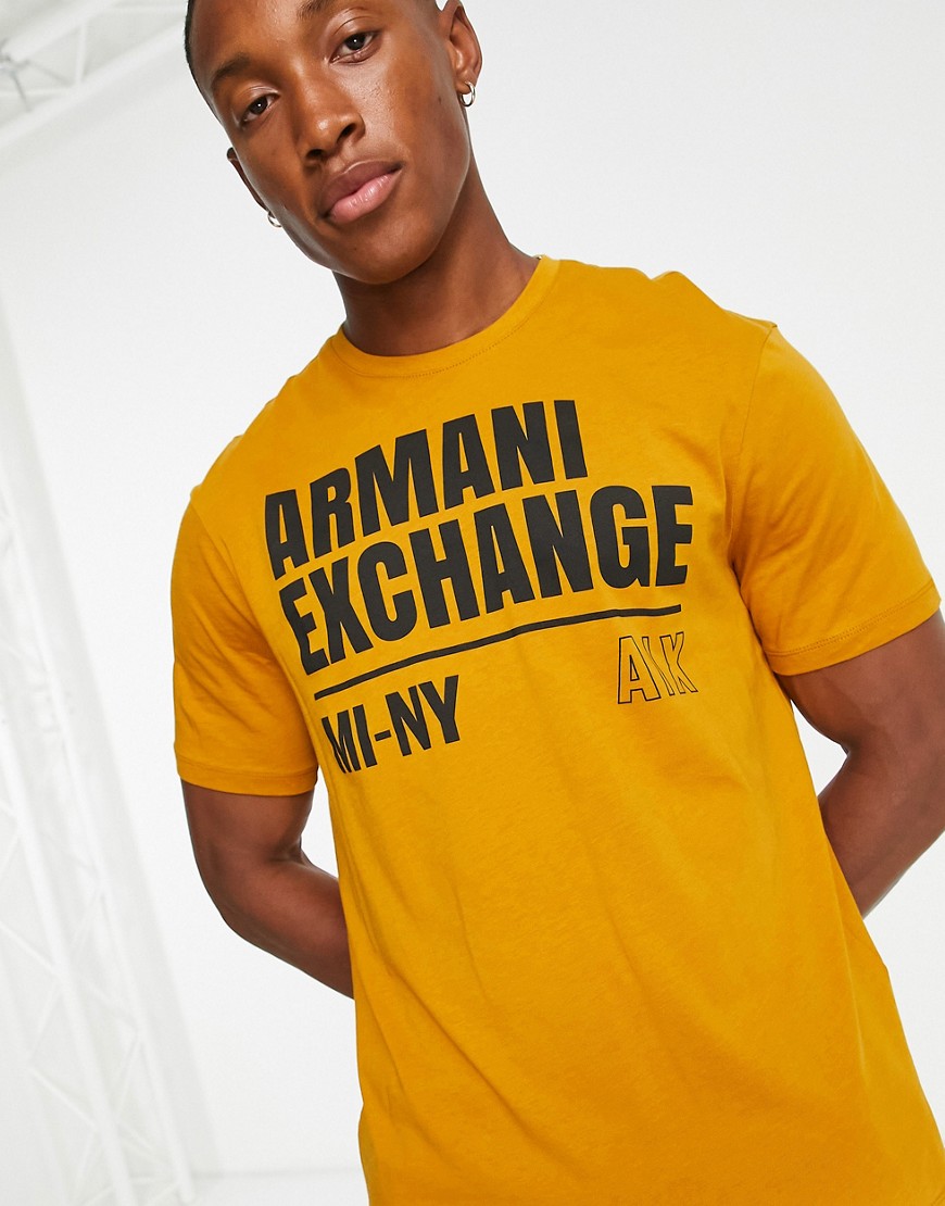 Armani Exchange large logo t-shirt in orange