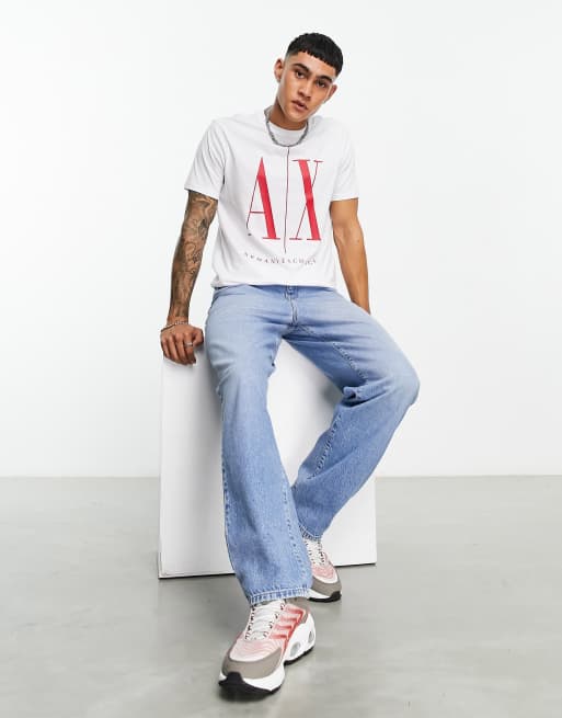 Armani red logo T-shirt in white ASOS