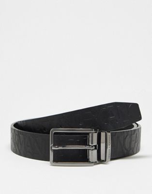 Armani Exchange leather belt in black