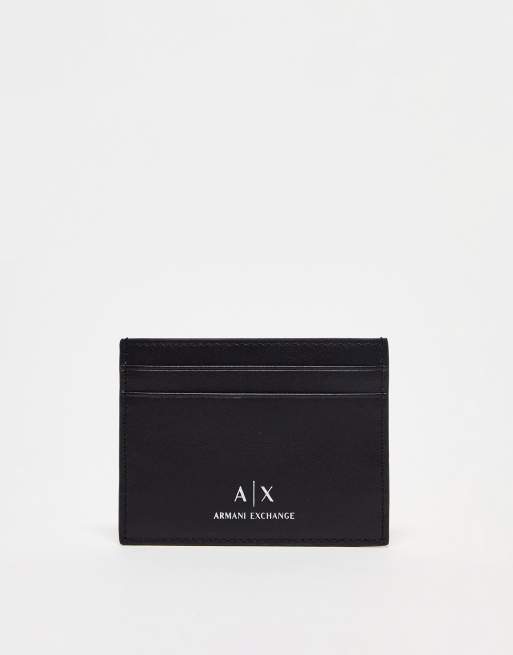 Armani Exchange leather card holder in black ASOS