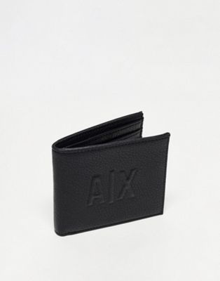 Armani Exchange leather logo bifold wallet in black