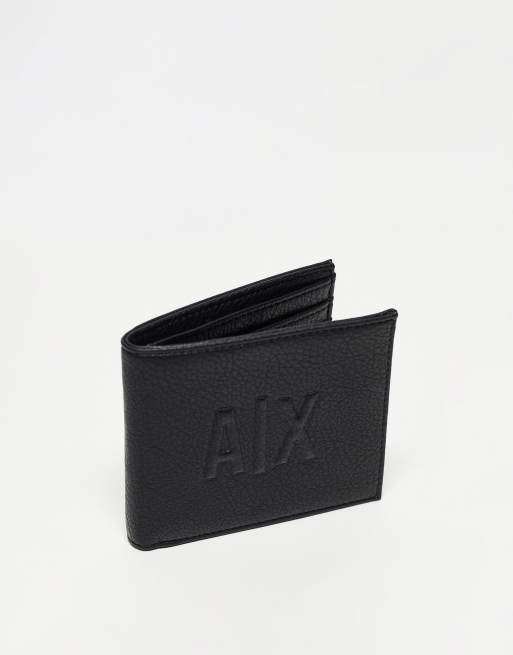 Armani Exchange leather logo bifold wallet in black ASOS