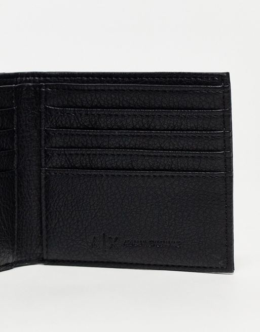 Armani Exchange leather logo bifold wallet in black | ASOS