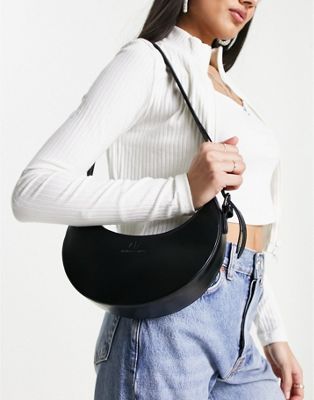 Armani Exchange leather shoulder bag in black