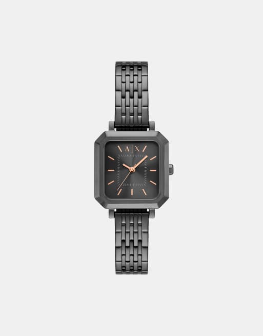 Armani Exchange - Leila - Montre à quartz pour femme en acier inoxydable, 3 aiguilles - Noir