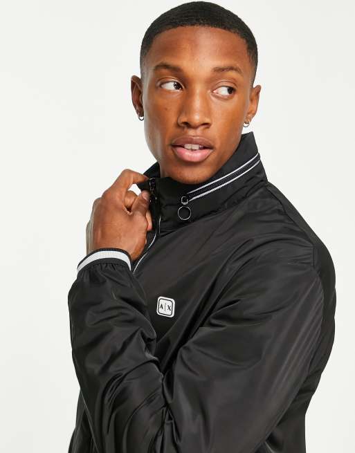 Armani Exchange lightweight small logo jacket in black