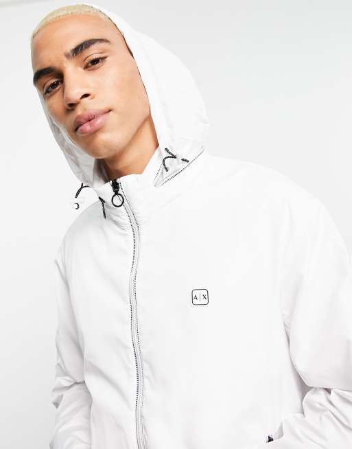 Armani Exchange lightweight small logo jacket in white