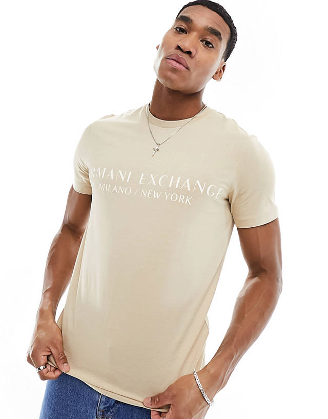 Armani Exchange - linear logo t-shirt in beige