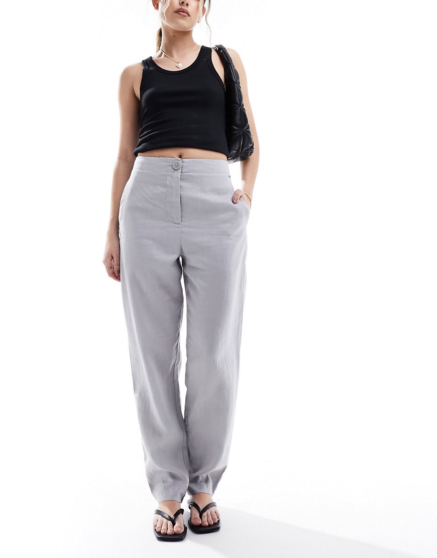 Armani Exchange linen trousers in cliff grey