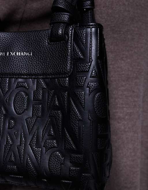 Armani Exchange – Liz – Czarna torba typu tote o ziarnistej fakturze, 4 z 4